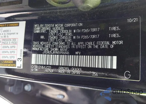 2022 Toyota 4Runner Trd Off Road Premium из США, поврежденный, VIN JTERU5JR9N5996846